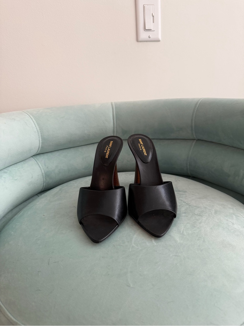 🖤 Saint Laurent Black Leather Platform Mule Heels